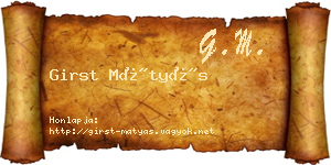 Girst Mátyás névjegykártya